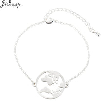 Load image into Gallery viewer, Jisensp Stainless Steel Mickey Bracelets for Women Everyday Jewelry World Map Charm Bracelet Heart Bracelet Femme Wedding Gift
