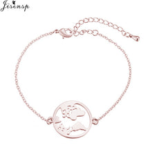 Load image into Gallery viewer, Jisensp Stainless Steel Mickey Bracelets for Women Everyday Jewelry World Map Charm Bracelet Heart Bracelet Femme Wedding Gift