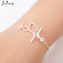 Load image into Gallery viewer, Jisensp Stainless Steel Mickey Bracelets for Women Everyday Jewelry World Map Charm Bracelet Heart Bracelet Femme Wedding Gift