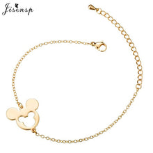 Load image into Gallery viewer, Jisensp Stainless Steel Mickey Bracelets for Women Everyday Jewelry World Map Charm Bracelet Heart Bracelet Femme Wedding Gift