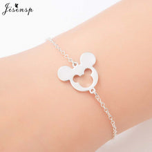 Load image into Gallery viewer, Jisensp Stainless Steel Mickey Bracelets for Women Everyday Jewelry World Map Charm Bracelet Heart Bracelet Femme Wedding Gift