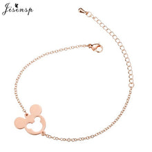 Load image into Gallery viewer, Jisensp Stainless Steel Mickey Bracelets for Women Everyday Jewelry World Map Charm Bracelet Heart Bracelet Femme Wedding Gift