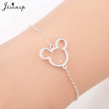 Load image into Gallery viewer, Jisensp Stainless Steel Mickey Bracelets for Women Everyday Jewelry World Map Charm Bracelet Heart Bracelet Femme Wedding Gift