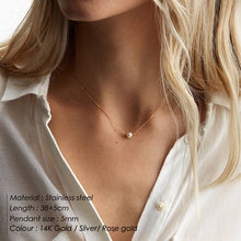 Load image into Gallery viewer, e-Manco Classic Stainless Steel Necklace Simple Imitation Pearl Pendant Choker Necklace for women Chain Necklaces