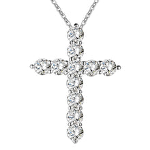 Load image into Gallery viewer, silver color  necklace jewelry women wedding fashion Cross CZ crystal Zircon stone pendant necklace  Christmas gift n296