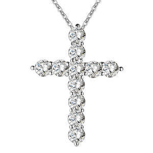 silver color  necklace jewelry women wedding fashion Cross CZ crystal Zircon stone pendant necklace  Christmas gift n296