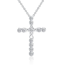 Load image into Gallery viewer, silver color  necklace jewelry women wedding fashion Cross CZ crystal Zircon stone pendant necklace  Christmas gift n296