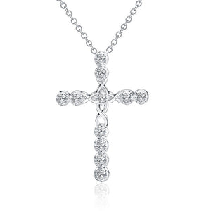 silver color  necklace jewelry women wedding fashion Cross CZ crystal Zircon stone pendant necklace  Christmas gift n296
