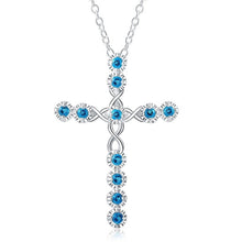 Load image into Gallery viewer, silver color  necklace jewelry women wedding fashion Cross CZ crystal Zircon stone pendant necklace  Christmas gift n296