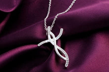 Load image into Gallery viewer, silver color  necklace jewelry women wedding fashion Cross CZ crystal Zircon stone pendant necklace  Christmas gift n296
