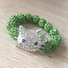 Load image into Gallery viewer, Kids Kitty Cat head Crystal Bracelets For Children Cute Shamballa Bracelet Bangles Strand Bracelets For Girls Jewelry Gift