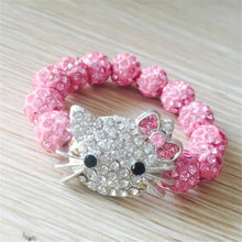 Load image into Gallery viewer, Kids Kitty Cat head Crystal Bracelets For Children Cute Shamballa Bracelet Bangles Strand Bracelets For Girls Jewelry Gift