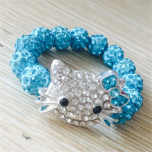 Load image into Gallery viewer, Kids Kitty Cat head Crystal Bracelets For Children Cute Shamballa Bracelet Bangles Strand Bracelets For Girls Jewelry Gift