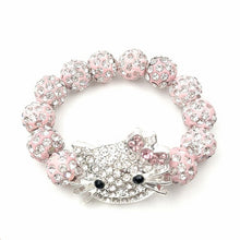 Load image into Gallery viewer, Kids Kitty Cat head Crystal Bracelets For Children Cute Shamballa Bracelet Bangles Strand Bracelets For Girls Jewelry Gift