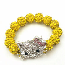 Load image into Gallery viewer, Kids Kitty Cat head Crystal Bracelets For Children Cute Shamballa Bracelet Bangles Strand Bracelets For Girls Jewelry Gift