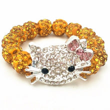 Load image into Gallery viewer, Kids Kitty Cat head Crystal Bracelets For Children Cute Shamballa Bracelet Bangles Strand Bracelets For Girls Jewelry Gift