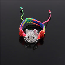 Load image into Gallery viewer, Kids Kitty Cat head Crystal Bracelets For Children Cute Shamballa Bracelet Bangles Strand Bracelets For Girls Jewelry Gift
