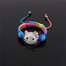 Load image into Gallery viewer, Kids Kitty Cat head Crystal Bracelets For Children Cute Shamballa Bracelet Bangles Strand Bracelets For Girls Jewelry Gift