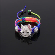 Load image into Gallery viewer, Kids Kitty Cat head Crystal Bracelets For Children Cute Shamballa Bracelet Bangles Strand Bracelets For Girls Jewelry Gift
