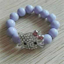 Load image into Gallery viewer, Kids Kitty Cat head Crystal Bracelets For Children Cute Shamballa Bracelet Bangles Strand Bracelets For Girls Jewelry Gift
