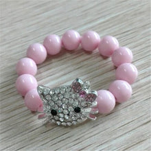 Load image into Gallery viewer, Kids Kitty Cat head Crystal Bracelets For Children Cute Shamballa Bracelet Bangles Strand Bracelets For Girls Jewelry Gift