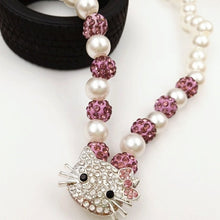 Load image into Gallery viewer, Kids Kitty Cat head Crystal Bracelets For Children Cute Shamballa Bracelet Bangles Strand Bracelets For Girls Jewelry Gift