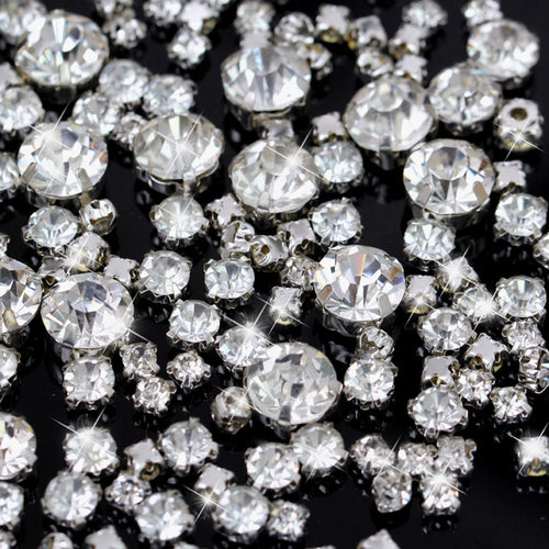 200Pcs Shiny Crystal/Clear 3D Glass Sew on Rhinestone Stones For Clothes Dress Handbag Claw Sewing Rhinestone Decoration DIY