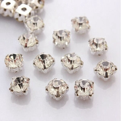 200Pcs Shiny Crystal/Clear 3D Glass Sew on Rhinestone Stones For Clothes Dress Handbag Claw Sewing Rhinestone Decoration DIY