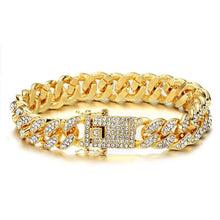 Load image into Gallery viewer, Necklace +Watch+Bracelet Hip Hop Miami Curb Cuban Chain Gold Silver Iced Out Paved Rhinestones CZ Bling Rapper For Men Jewelry
