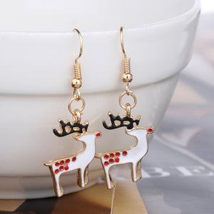 XEDZ New Christmas earrings pendant Christmas tree snowflake antelope Santa Claus boots earrings jewelry accessories