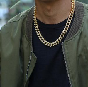 Necklace +Watch+Bracelet Hip Hop Miami Curb Cuban Chain Gold Silver Iced Out Paved Rhinestones CZ Bling Rapper For Men Jewelry