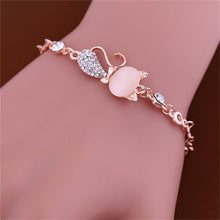Load image into Gallery viewer, Trendy Jewelry Rose Gold Cute Zircon Cat Bracelets Charms Bracelets Bangle for Women Children Girl DIY Jewelry Gifts