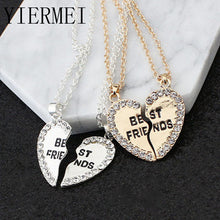 Load image into Gallery viewer, 2 pieces / set Half love rhinestone pendant best friend necklace friendship gift for couple good frien dalloy pendant necklace
