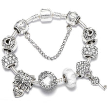 Load image into Gallery viewer, TOGORY New Fashion Grystal&amp;Glass Sunflower Dangles Charm Bracelet Fit Snake Chain DIY Fine Bracelet for Women Jewelry Gift