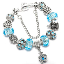 Load image into Gallery viewer, TOGORY New Fashion Grystal&amp;Glass Sunflower Dangles Charm Bracelet Fit Snake Chain DIY Fine Bracelet for Women Jewelry Gift