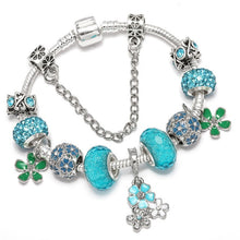 Load image into Gallery viewer, TOGORY New Fashion Grystal&amp;Glass Sunflower Dangles Charm Bracelet Fit Snake Chain DIY Fine Bracelet for Women Jewelry Gift