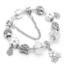Load image into Gallery viewer, TOGORY New Fashion Grystal&amp;Glass Sunflower Dangles Charm Bracelet Fit Snake Chain DIY Fine Bracelet for Women Jewelry Gift