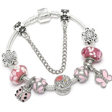 Load image into Gallery viewer, TOGORY New Fashion Grystal&amp;Glass Sunflower Dangles Charm Bracelet Fit Snake Chain DIY Fine Bracelet for Women Jewelry Gift