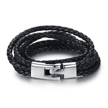 Load image into Gallery viewer, BAMOER 6 Color Wholesale Long Chain Adjustable Magnet Buckle Unisex Leather Bracelets for Women and Men Fashion Jewelry PI0063