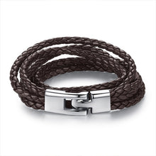 Load image into Gallery viewer, BAMOER 6 Color Wholesale Long Chain Adjustable Magnet Buckle Unisex Leather Bracelets for Women and Men Fashion Jewelry PI0063