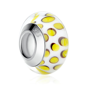 1 PC BAMOER Wholesale Silver Color Luminous European Brown Murano Glass Beads fit Bracelet Women Fashion Jewelry PA6366