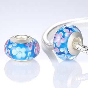 1 PC BAMOER Wholesale Silver Color Luminous European Brown Murano Glass Beads fit Bracelet Women Fashion Jewelry PA6366