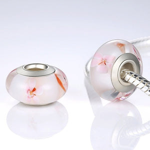 1 PC BAMOER Wholesale Silver Color Luminous European Brown Murano Glass Beads fit Bracelet Women Fashion Jewelry PA6366