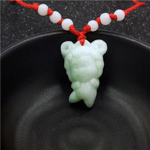 Natural White Jade Chinese Zodiac Pendant Beads Necklace Charm Jewellery Fashion Accessories Hand-Carved Luck Amulet Gifts