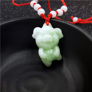 Natural White Jade Chinese Zodiac Pendant Beads Necklace Charm Jewellery Fashion Accessories Hand-Carved Luck Amulet Gifts