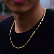 Load image into Gallery viewer, 3-6MM Men Necklace Gold Tone Snake Chain Miami Cuba Link with Round Box and Wheat Chains Stainless Steel Choker Jewelry 24-27in