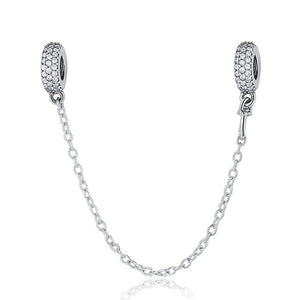 Original Real 925 Sterling Silver Heart Safety Chain DIY Mickey Bead Charms Fit Pandora Women Pandora Bracelet & Bangles Jewelry