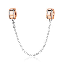 Load image into Gallery viewer, Original Real 925 Sterling Silver Heart Safety Chain DIY Mickey Bead Charms Fit Pandora Women Pandora Bracelet &amp; Bangles Jewelry
