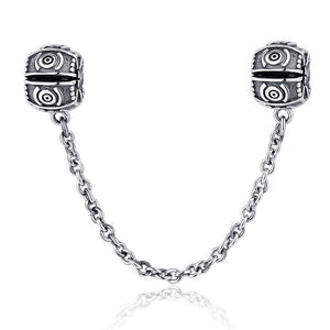 Original Real 925 Sterling Silver Heart Safety Chain DIY Mickey Bead Charms Fit Pandora Women Pandora Bracelet & Bangles Jewelry