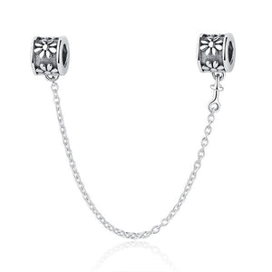 Original Real 925 Sterling Silver Heart Safety Chain DIY Mickey Bead Charms Fit Pandora Women Pandora Bracelet & Bangles Jewelry